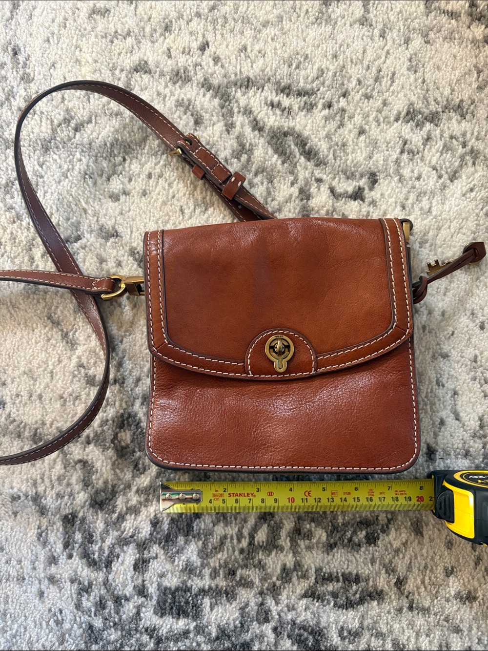 Genuine Leather Fossil small Bag with Turnlock Closure